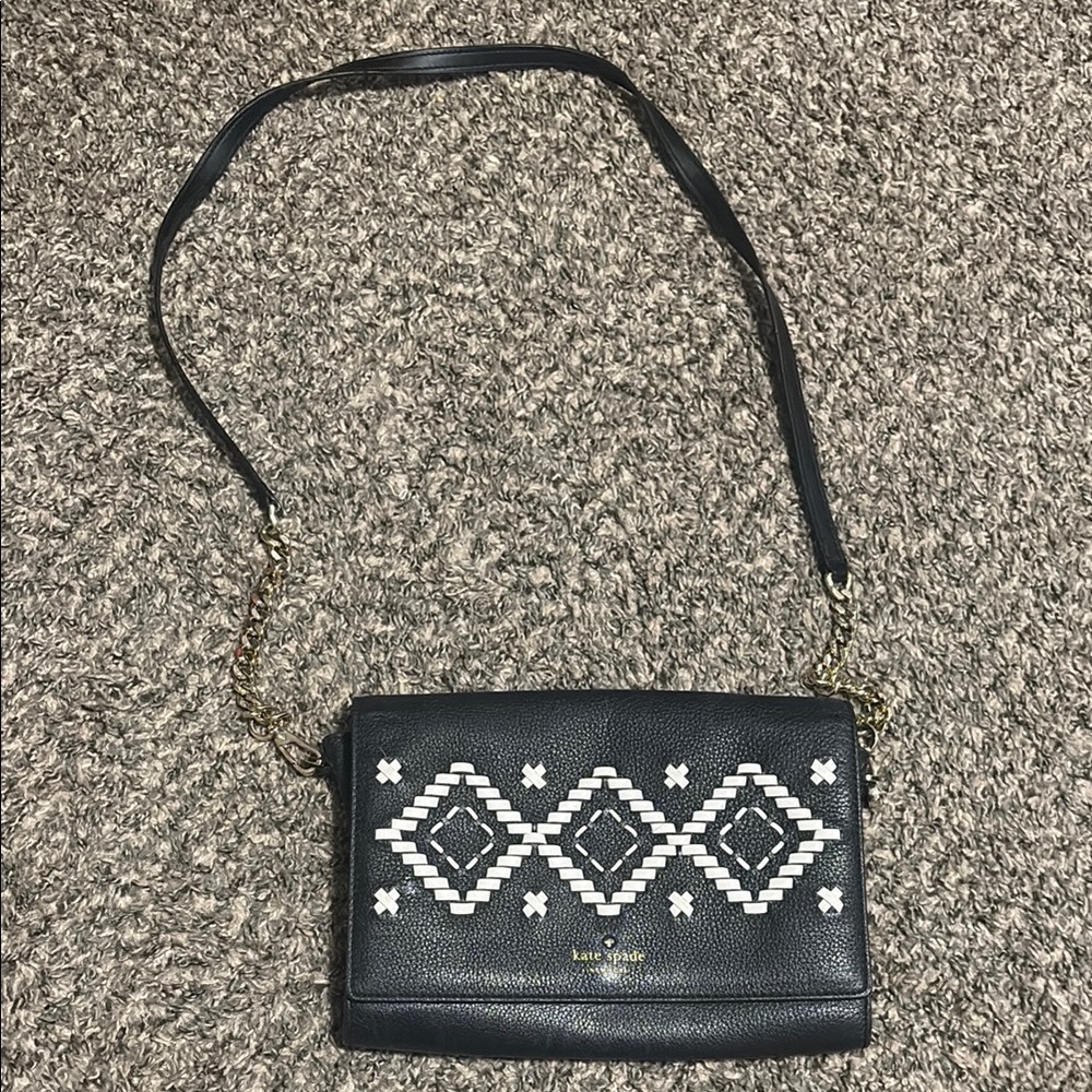 Kate Spade Black and White Patterned Crossbody Bag